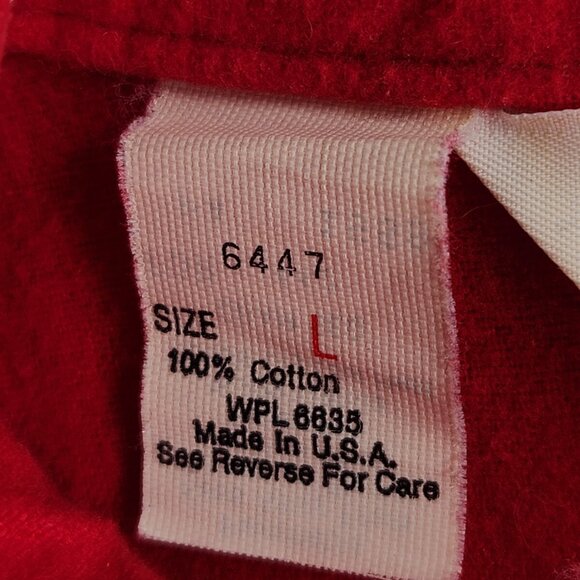 VTG Woolrich Chamois Flannel USA Made Button Up Shirt Red Large Cotton Point - Picture 11 of 16